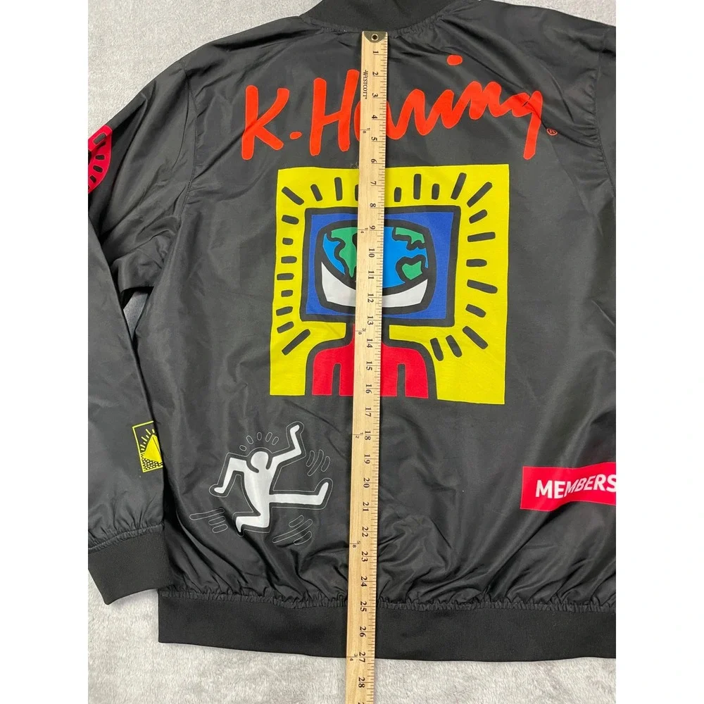 Members Only Keith Haring Jacket Mens Medium Black Bomber Windbreaker Tokyo Pop - Picture 8 of 12